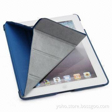 White Color Four Folder Leather Case with Stand with Multifunction for New iPad for Magnetic Inside